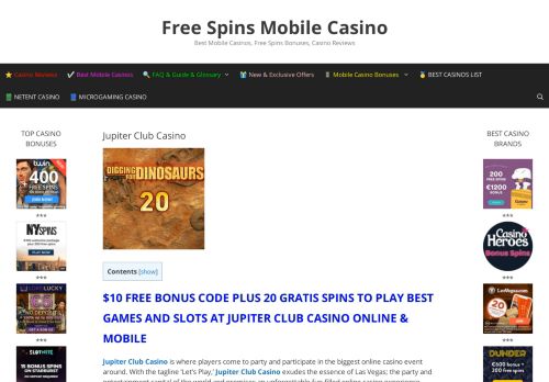 
                            2. Jupiter Club Casino - Free Spins Mobile Casino