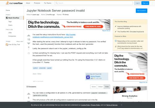 
                            10. Jupyter Notebook Server password invalid - Stack Overflow