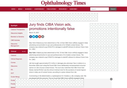
                            8. Jury finds CIBA Vision ads, promotions intentionally false ...