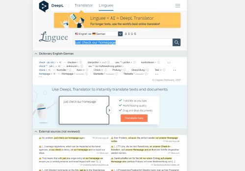 
                            10. just check our homepage - German translation – Linguee