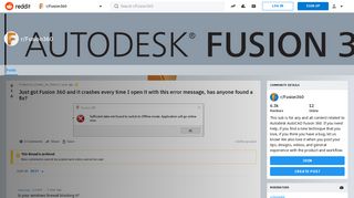 
                            12. Just got Fusion 360 and it crashes every time I open it with this ...