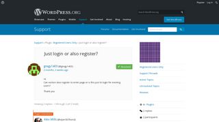 
                            12. Just login or also register? | WordPress.org