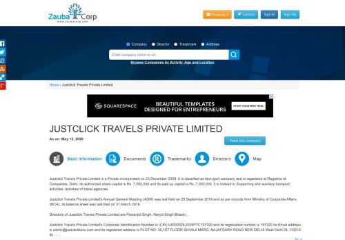 
                            10. JUSTCLICK TRAVELS PRIVATE LIMITED - Company, directors and ...