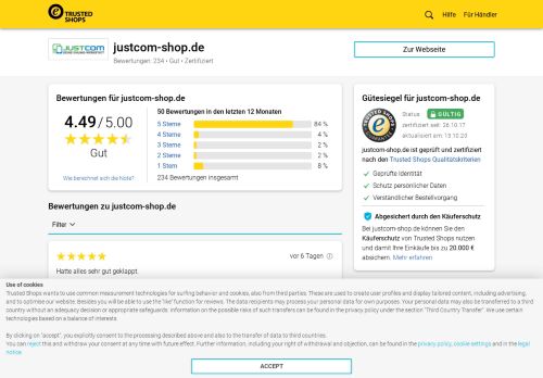 
                            5. justcom-shop.de Bewertungen & Erfahrungen | Trusted Shops