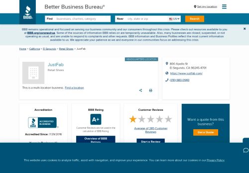
                            13. JustFab | Better Business Bureau® Profile