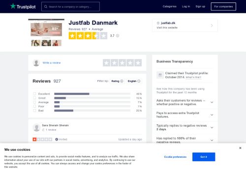 
                            8. justfab.dk - Trustpilot