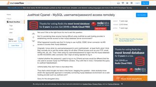 
                            10. JustHost Cpanel - MySQL username/password access remotely - Stack ...