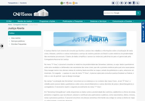 
                            11. Justiça Aberta - Portal CNJ