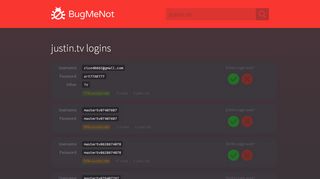 
                            4. justin.tv passwords - BugMeNot