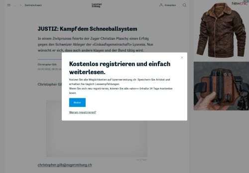 
                            8. JUSTIZ: Kampf dem Schneeballsystem | Luzerner Zeitung