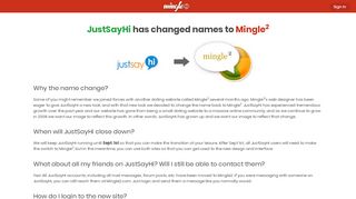 
                            1. JustSayHi is now Mingle2.com