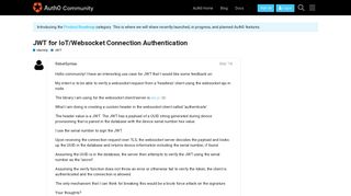 
                            11. JWT for IoT/Websocket Connection Authentication - Auth0 Community