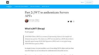 
                            10. JWT to authenticate Servers API's – codeburst