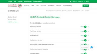 
                            5. K-BIZ Contact Center - KASIKORNBANK