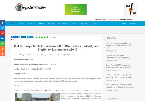 
                            11. K J Somaiya PGDM Admission 2019. Fees & placement 2018