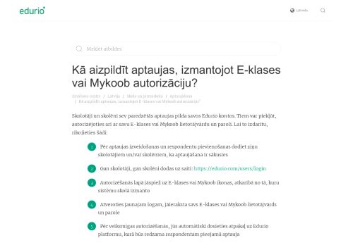 
                            6. Kā aizpildīt aptaujas, izmantojot E-klases vai Mykoob autorizāciju ...