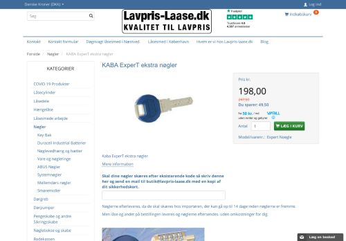 
                            10. KABA ExperT ekstra nøgler - Lavpris-laase.dk Aps
