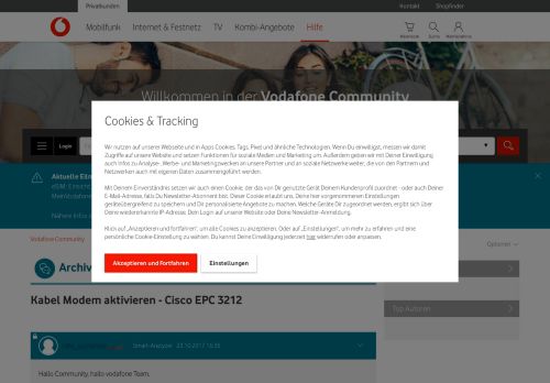 
                            7. Kabel Modem aktivieren - Cisco EPC 3212 - Vodafone Community