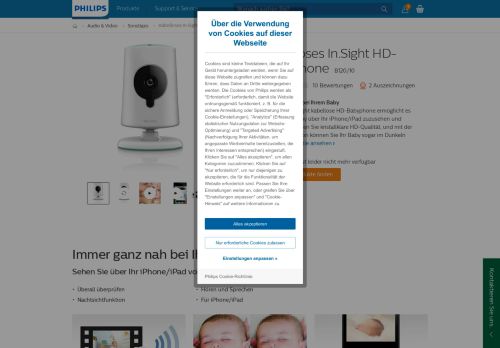 
                            4. Kabelloses In.Sight HD-Babyphone B120/10 | Philips