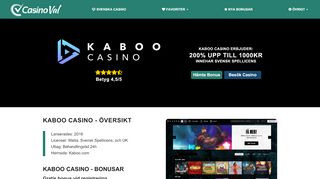 
                            6. ① KABOO CASINO ▷ 200% UPP TILL 1000KR | Svensk Spellicens