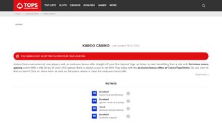 
                            10. Kaboo Online Casino Review | CasinoTopsOnline.com