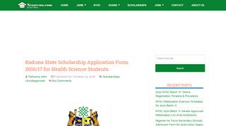 
                            10. Kaduna State Scholarship Application Form 2016/17 for Health ...