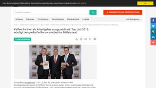 
                            11. Kaffee Partner als Arbeitgeber ausgezeichnet: Top Job 2012 würdigt ...