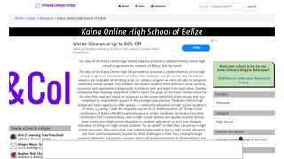 
                            7. Kaina Online High School of Belize, 18 Toucan Avenue, Belmopan ...