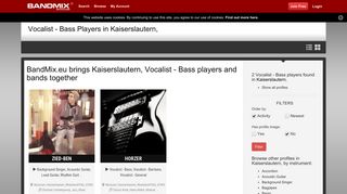 
                            12. Kaiserslautern, Vocalist - Bass player Wanted,. Find Local Vocalist ...