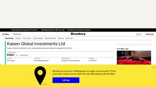 
                            10. Kaizen Global Investments Ltd: Company Profile - Bloomberg