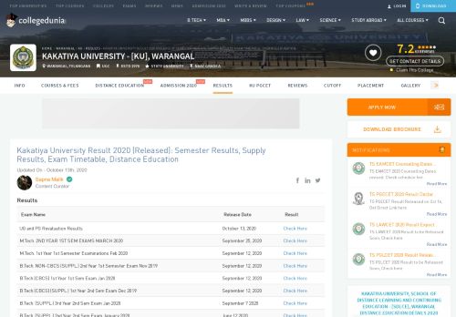 
                            6. Kakatiya University Result 2019: Semester Results, Supply Results ...