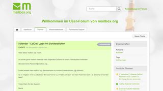
                            9. Kalendar - CalDav Login mit Sonderzeichen - mailbox.org Userforum