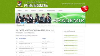 
                            3. Kalender Akademik 2018/2019 - Universitas Prima Indonesia