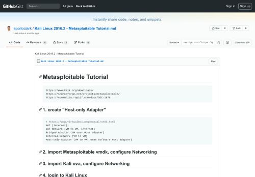 
                            7. Kali Linux 2016.2 - Metasploitable Tutorial · GitHub