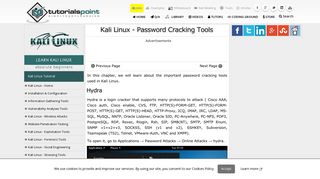 
                            6. Kali Linux Password Cracking Tools - TutorialsPoint
