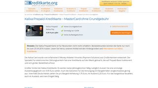 
                            5. Kalixa Prepaid-Kreditkarte - MasterCard ohne Grundgebühr ...