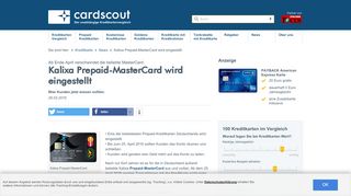 
                            6. Kalixa Prepaid-MasterCard wird eingestellt | cardscout