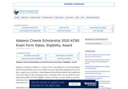 
                            10. Kalpana Chawla Scholarship 2019 KCNS Exam Form Dates, Eligibility ...