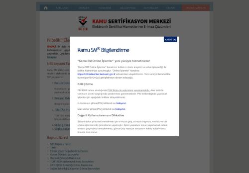 
                            2. Kamu SM - Nitelikli Elektronik Sertifika Başvurusu