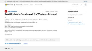 
                            4. Kan ikke hente/sende mail fra Windows live mail - Microsoft Community