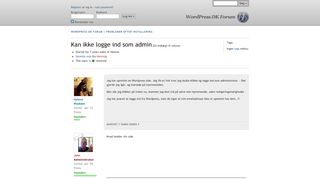 
                            13. Kan ikke logge ind som admin « WordPress DK Forum