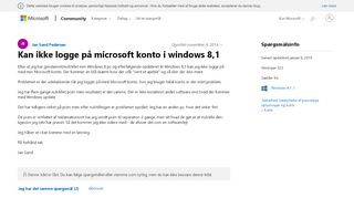 
                            1. Kan ikke logge på microsoft konto i windows 8,1 - Microsoft Community