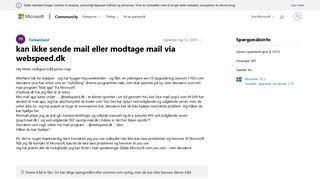 
                            12. kan ikke sende mail eller modtage mail via webspeed.dk - Microsoft ...