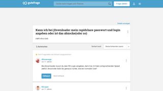 
                            10. Kann ich bei jDownloader mein rapidshare passwort und login ...