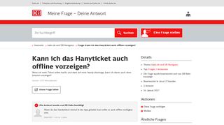 
                            1. Kann ich das Hanyticket auch offline vorzeigen? - Gelöst - Bahn.de ...