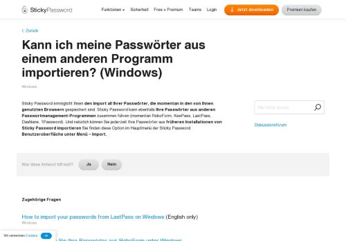 
                            3. Kann ich meine Passwörter aus einem anderen Programm importieren?