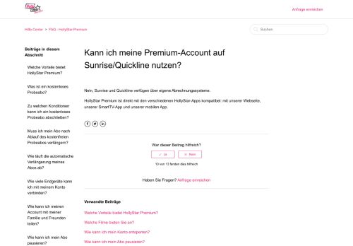 
                            13. Kann ich meine Premium-Account auf Sunrise/Quickline nutzen ...