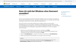 
                            6. Kann ich mich bei Windows ohne Kennwort anmelden? - Windows-Hilfe