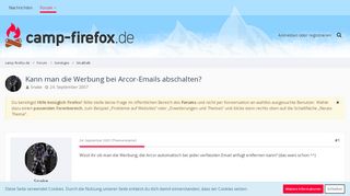 
                            6. Kann man die Werbung bei Arcor-Emails abschalten? - Camp Firefox