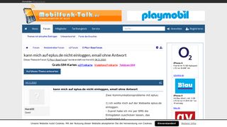 
                            7. kann mich auf eplus.de nicht einloggen, email ohne Antwort | Handy ...